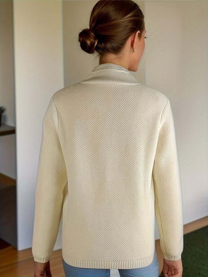 Women's Textured Knit Stand-Collar Cardigan