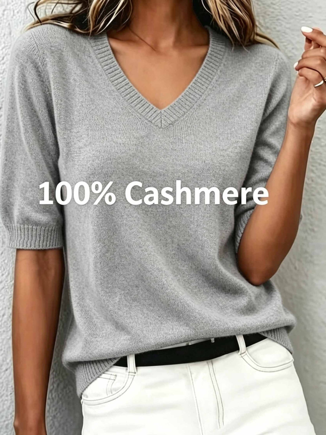Women's Soft-Knit Short-Sleeve V-Neck Sweater