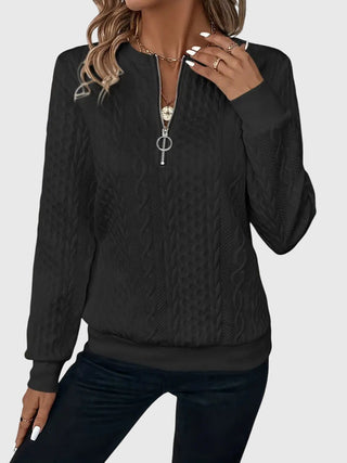 Women's Cable Knit Quarter-Zip Sweater