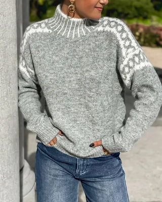 Women's Nordic Pattern Mock Neck Sweater