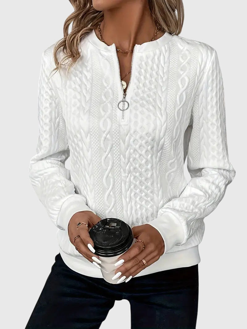 Women's Cable Knit Quarter-Zip Sweater