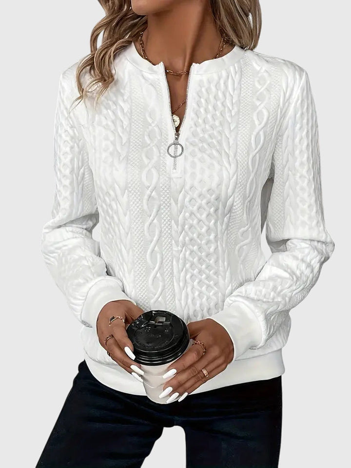 Women's Cable Knit Quarter-Zip Sweater