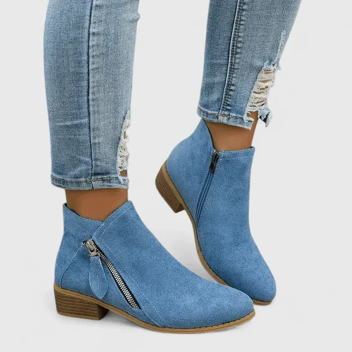 Women's Side-Zip Block Heel Ankle Boots