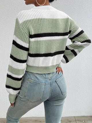 Women's Striped Round-Neck Knit Sweater
