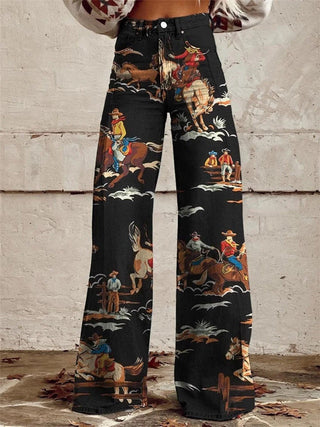 Women's Denim Western Wide-Leg Jeans