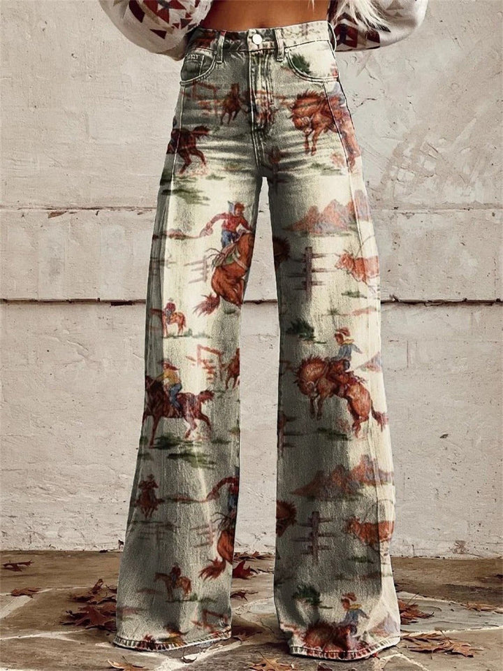 Women's Denim Western Wide-Leg Jeans