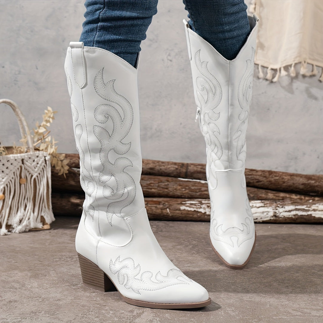 Women's Cowboy Knee-High Block Heel Boots