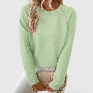 Women's Button Shoulder Crew Sweater