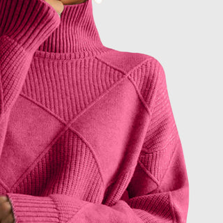 Women's Roll Neck Seam Detail Sweater