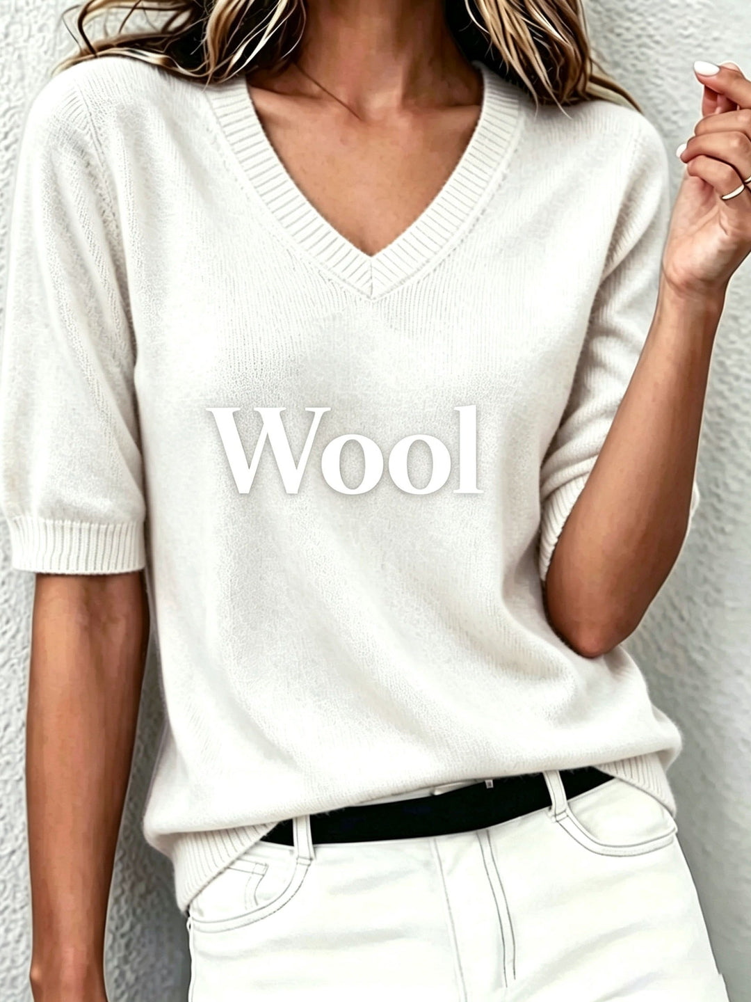 Women's Soft-Knit Short-Sleeve V-Neck Sweater