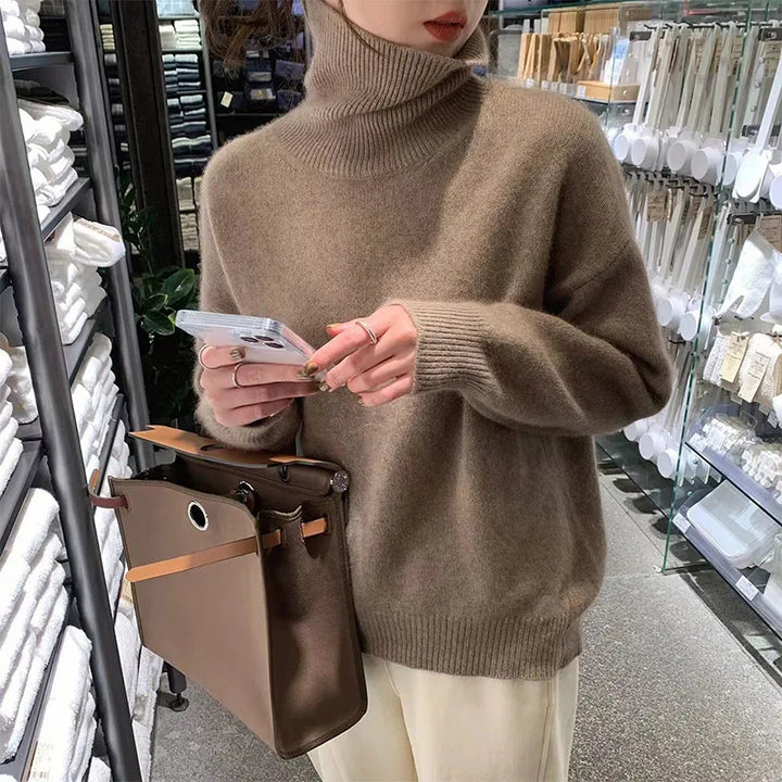 Women's Oversized Turtleneck Long Sleeve Sweater
