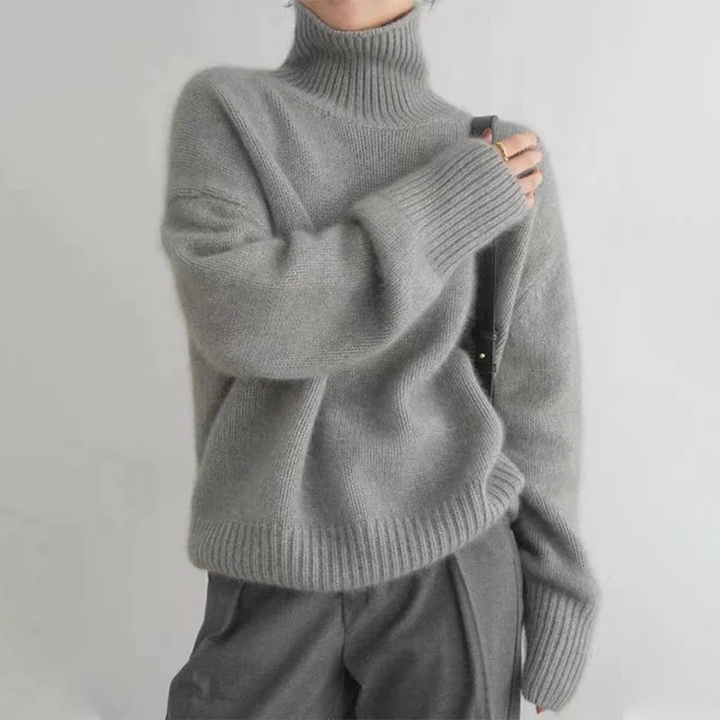 Women's Oversized Turtleneck Long Sleeve Sweater