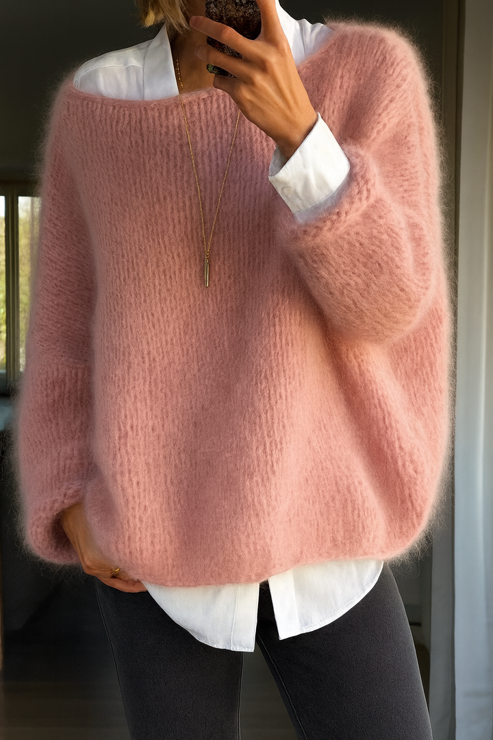 Women's Oversized Boat Neck Knit Sweater