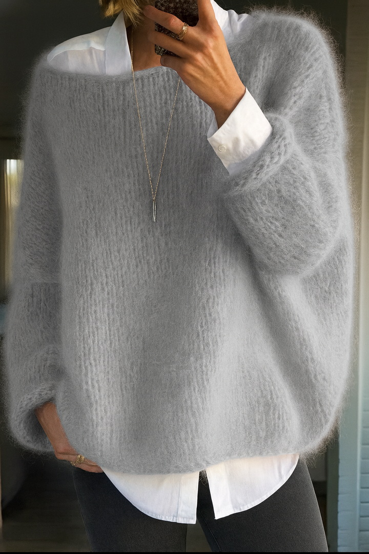 Women's Oversized Boat Neck Knit Sweater