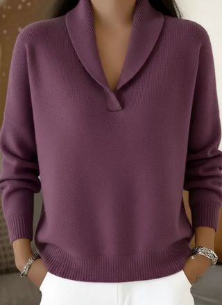 Women's Shawl Collar V-Neck Pullover Sweater