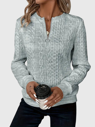 Women's Cable Knit Quarter-Zip Sweater