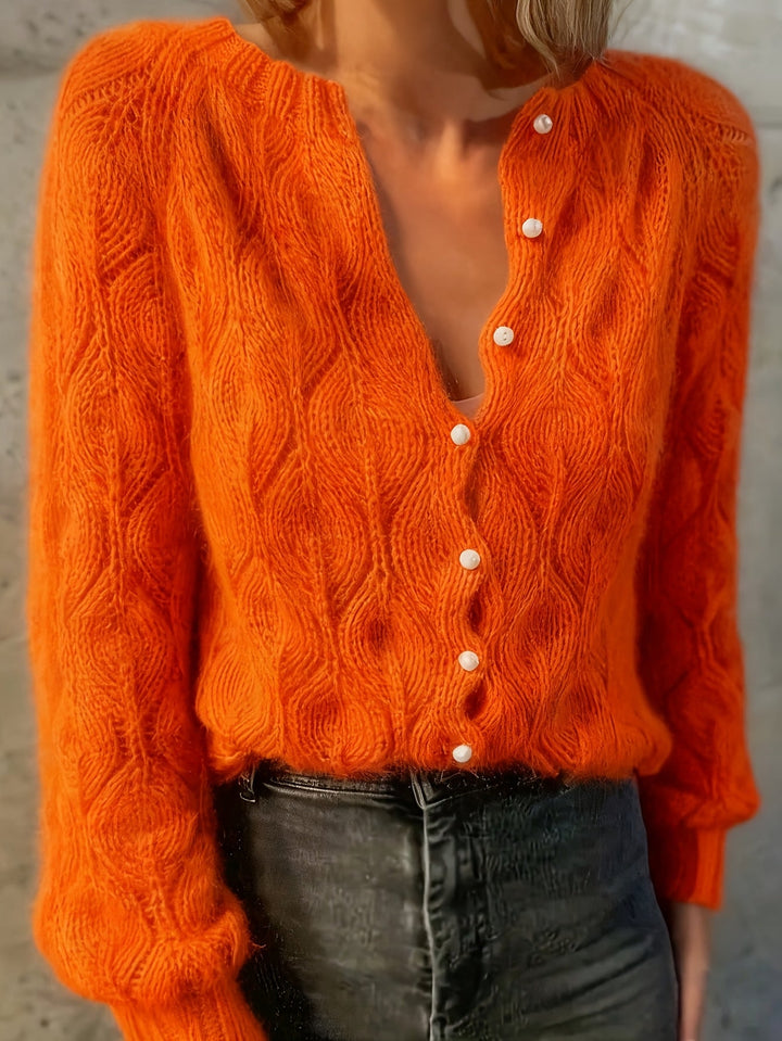 Women's Faux Mink Pearl-Effect Button Cardigan