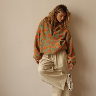 Women's Floral Quarter-Zip Sweater