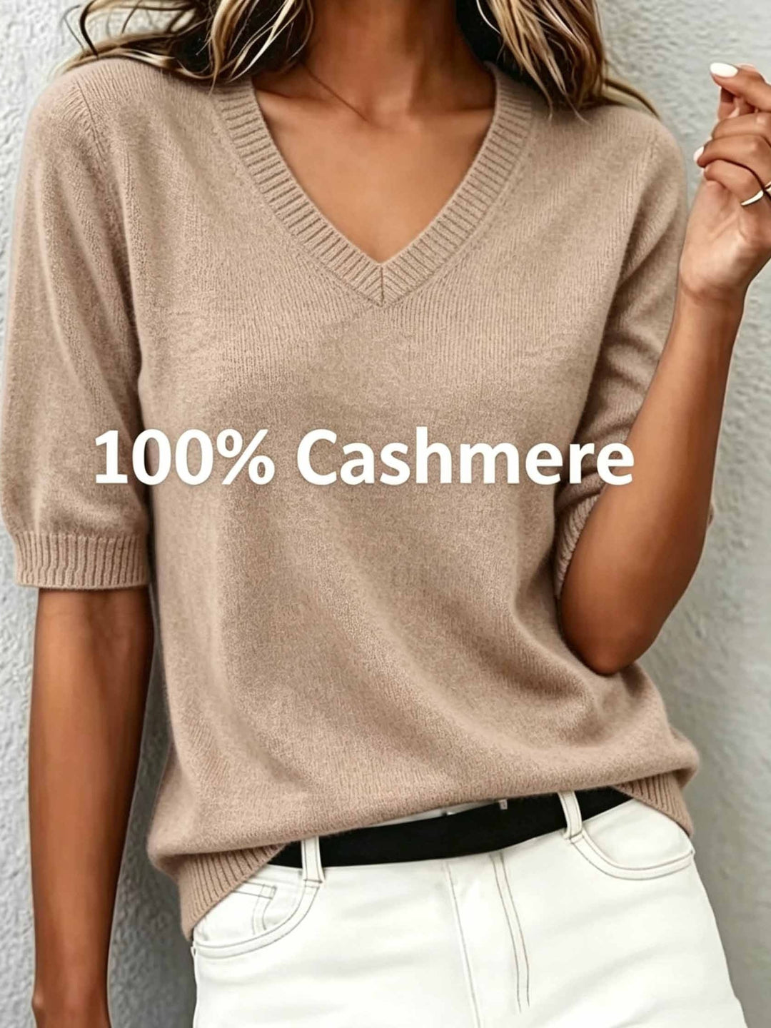 Women's Soft-Knit Short-Sleeve V-Neck Sweater