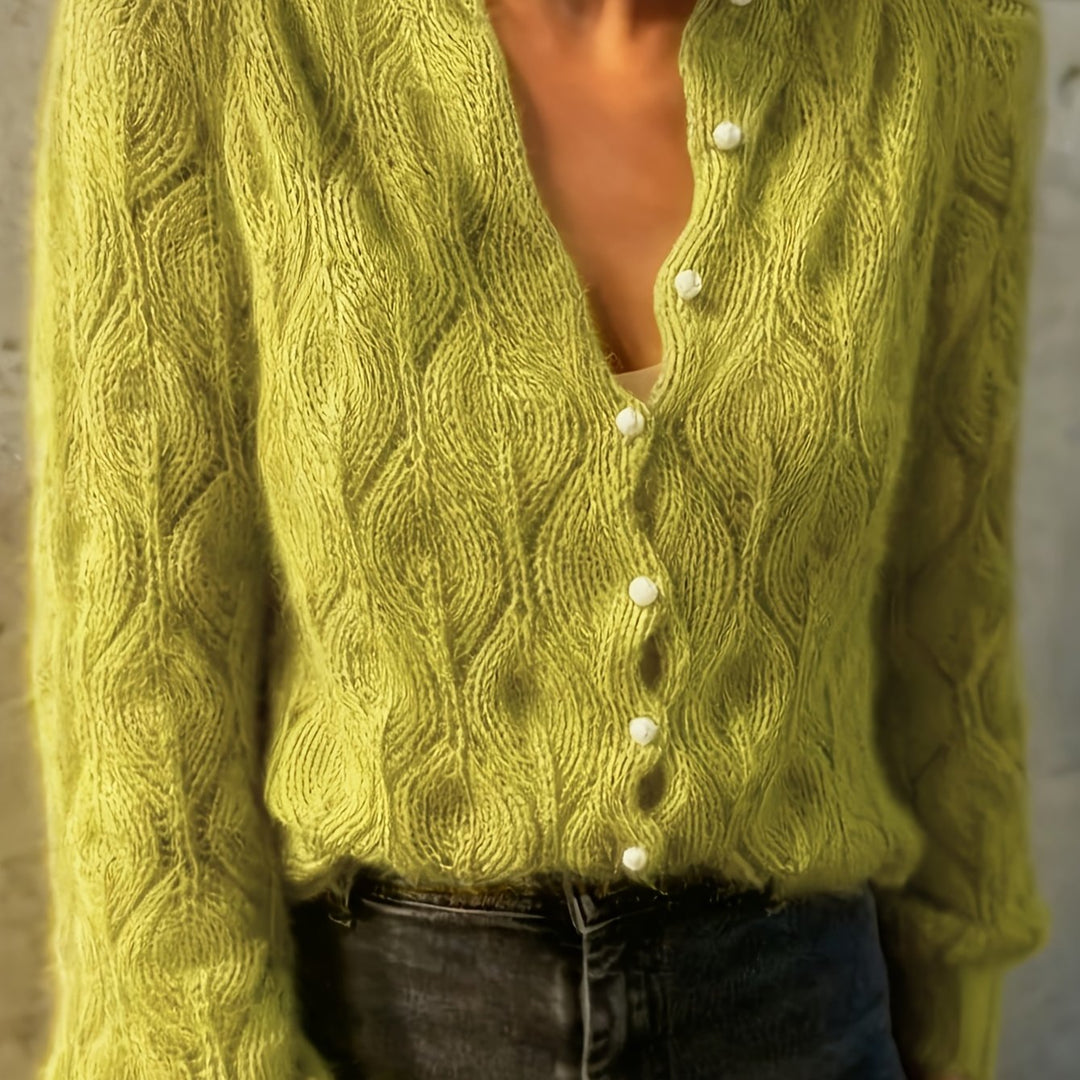 Women's Faux Mink Pearl-Effect Button Cardigan