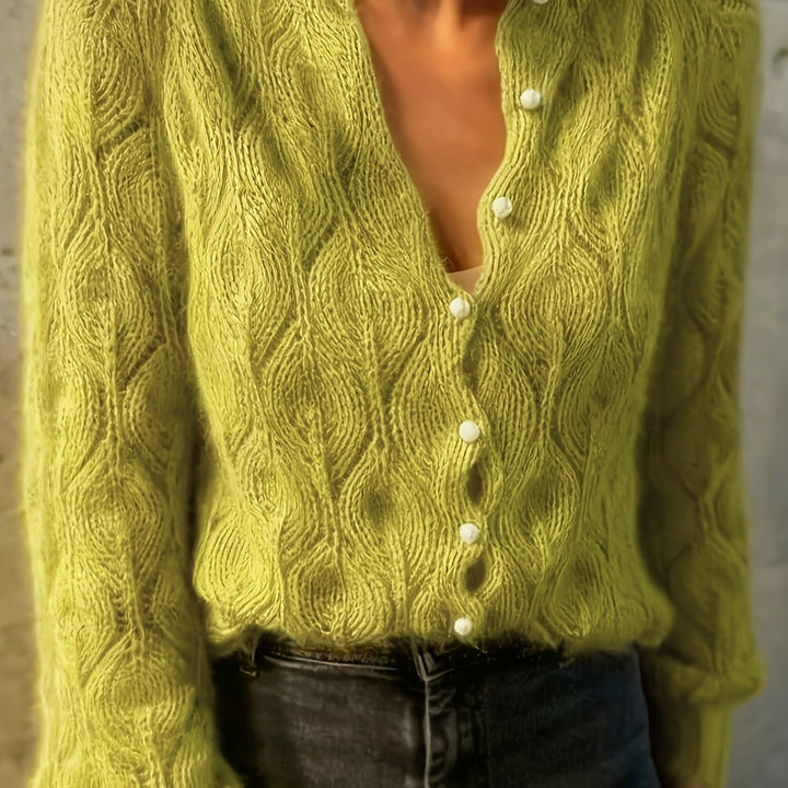 Women's Faux Mink Pearl-Effect Button Cardigan