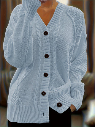 Women's Textured Cable Knit Button Cardigan