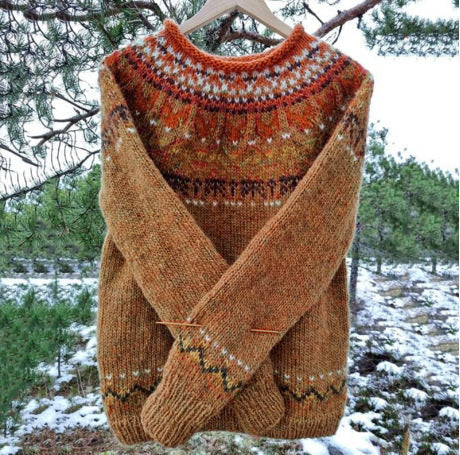 Women's Fair Isle Crew Neck Nordic Sweater