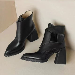 Women's Strap Detail Block Heel Boots
