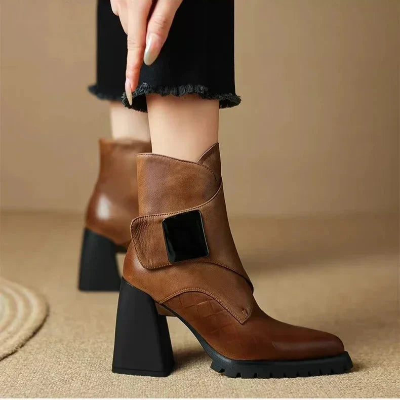 Women's Strap Detail Block Heel Boots
