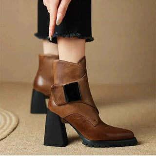 Women's Strap Detail Block Heel Boots