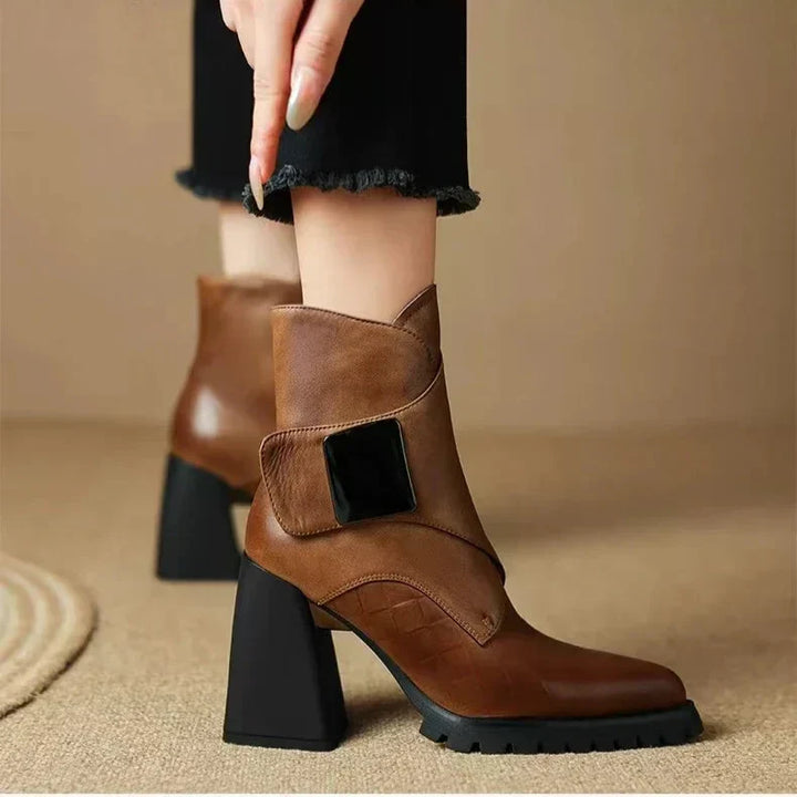 Women's Strap Detail Block Heel Boots