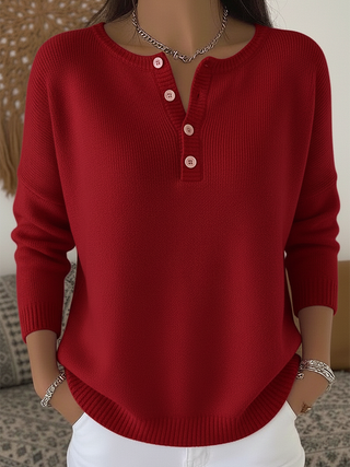 Women's Henley Button-Up Knit Sweater