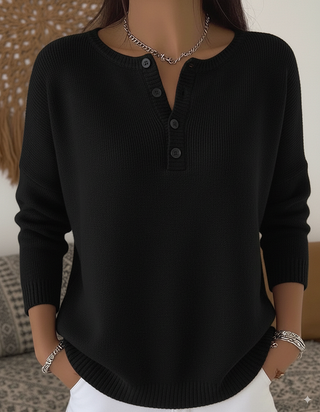 Women's Henley Button-Up Knit Sweater