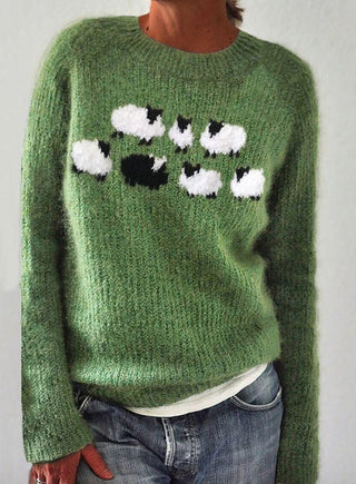 Women's Crew Neck Long Sleeve Knit Sweater