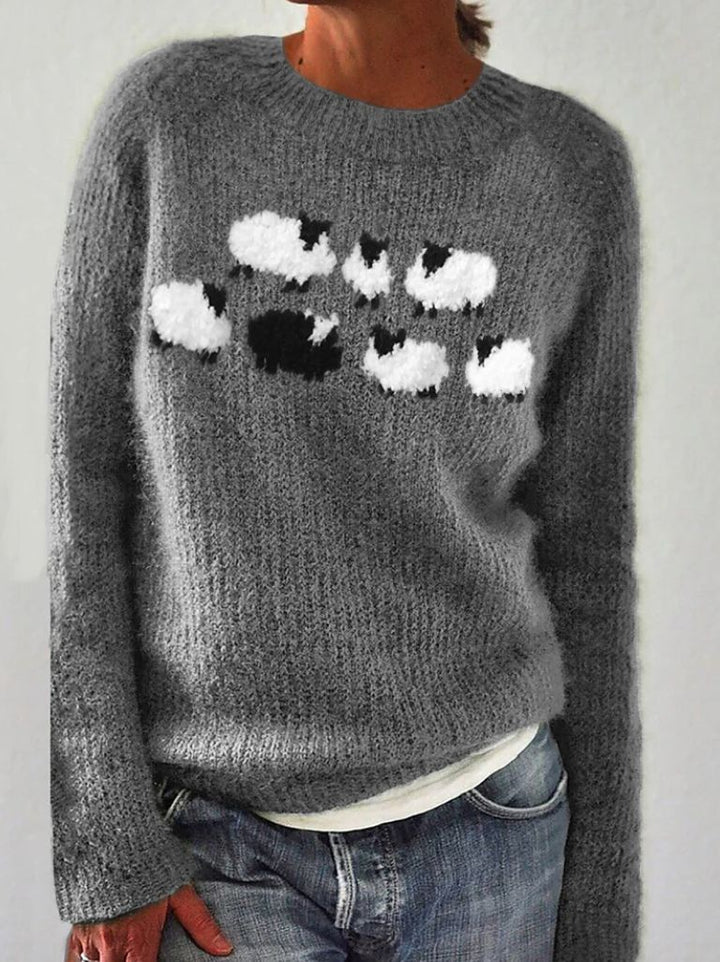 Women's Crew Neck Long Sleeve Knit Sweater