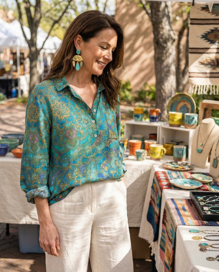Amelia | Mandala Print Shirt
