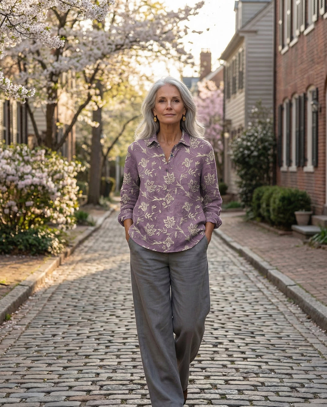 Irise | Floral Embroidered Linen Shirt
