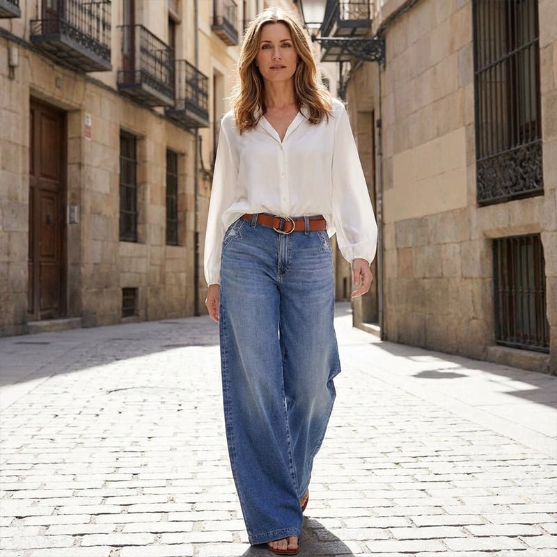 Women's High-Waist Vintage Wide-Leg Jeans