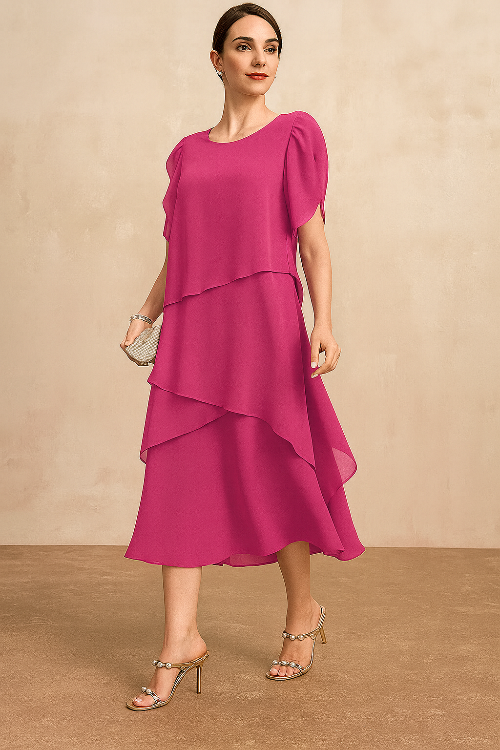Women's Tiered Skirt Midi Dress