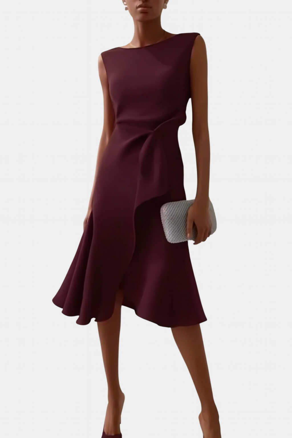 Women's Ruffle Hem Wrap Midi Dress