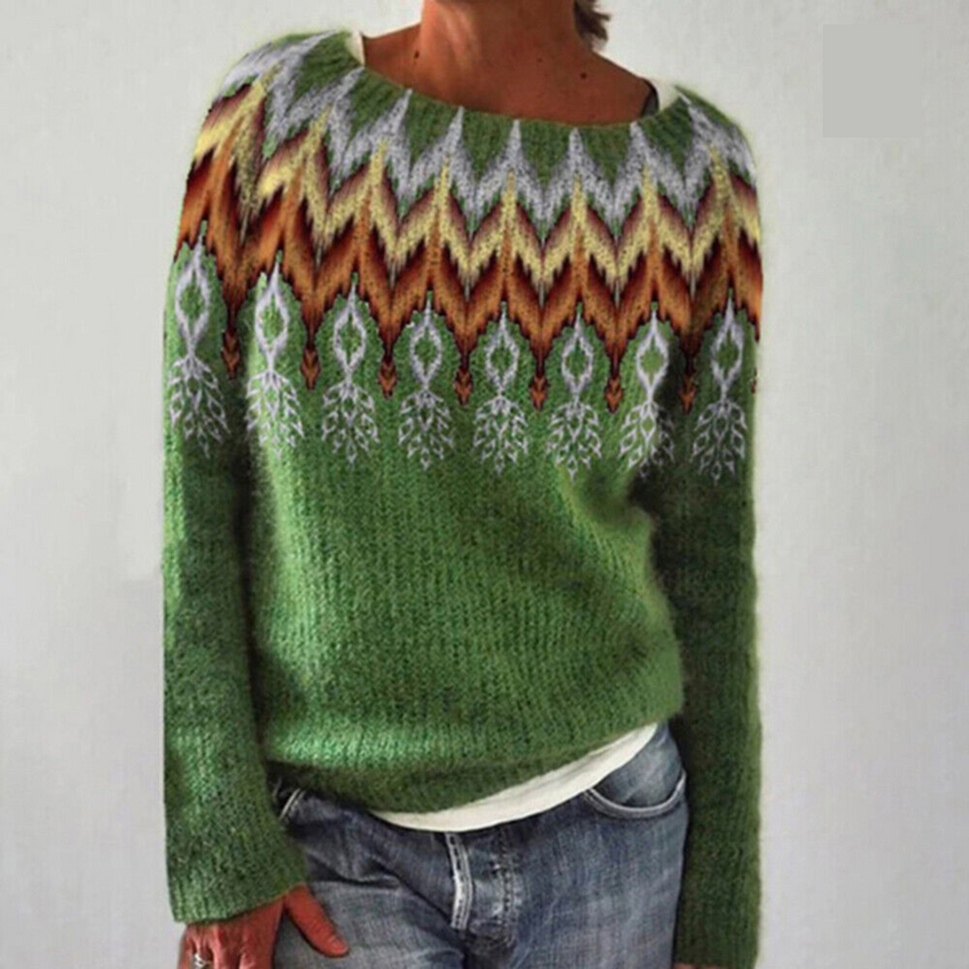 Women's Fair Isle Crew Neck Knit Sweater