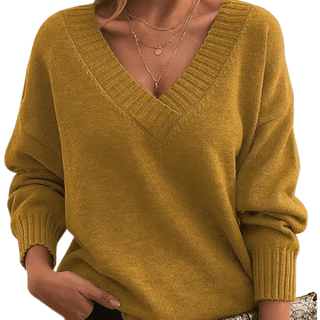 Women's Oversized V-Neck Ribbed Sweater