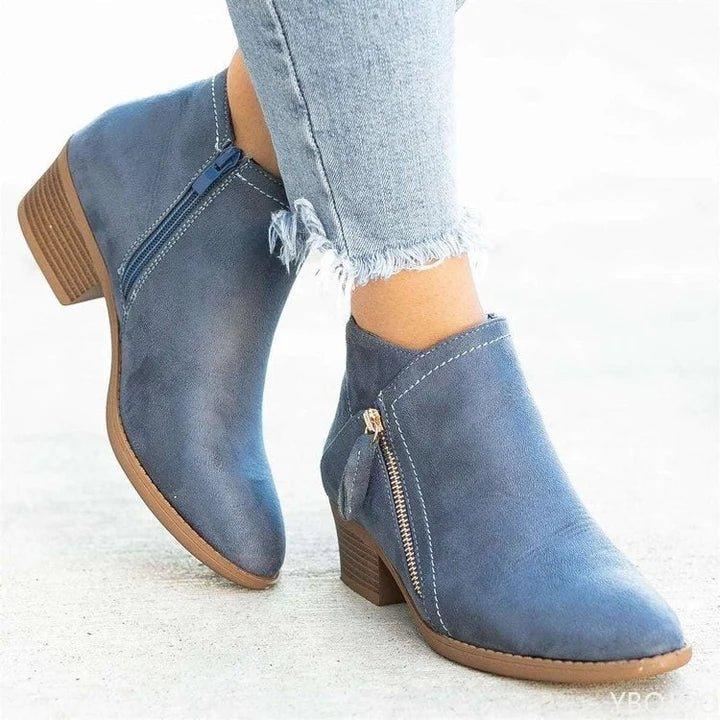 Women's Block Heel Side-Zip Ankle Boots