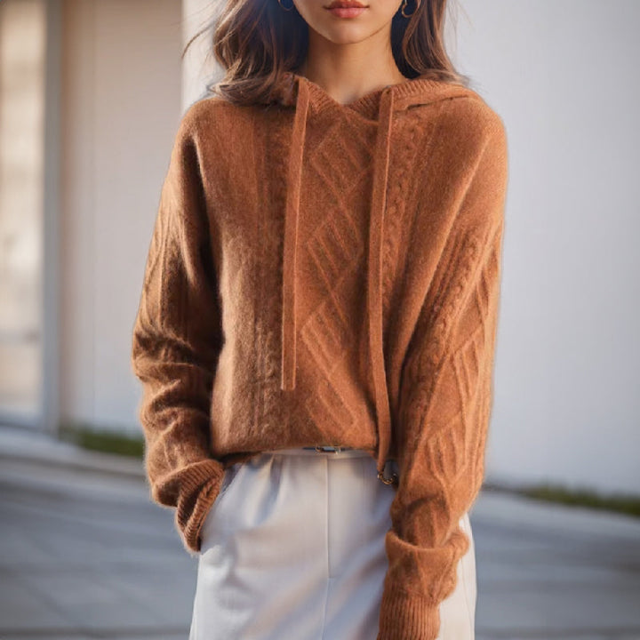 Women's Cable Knit Hooded Sweater