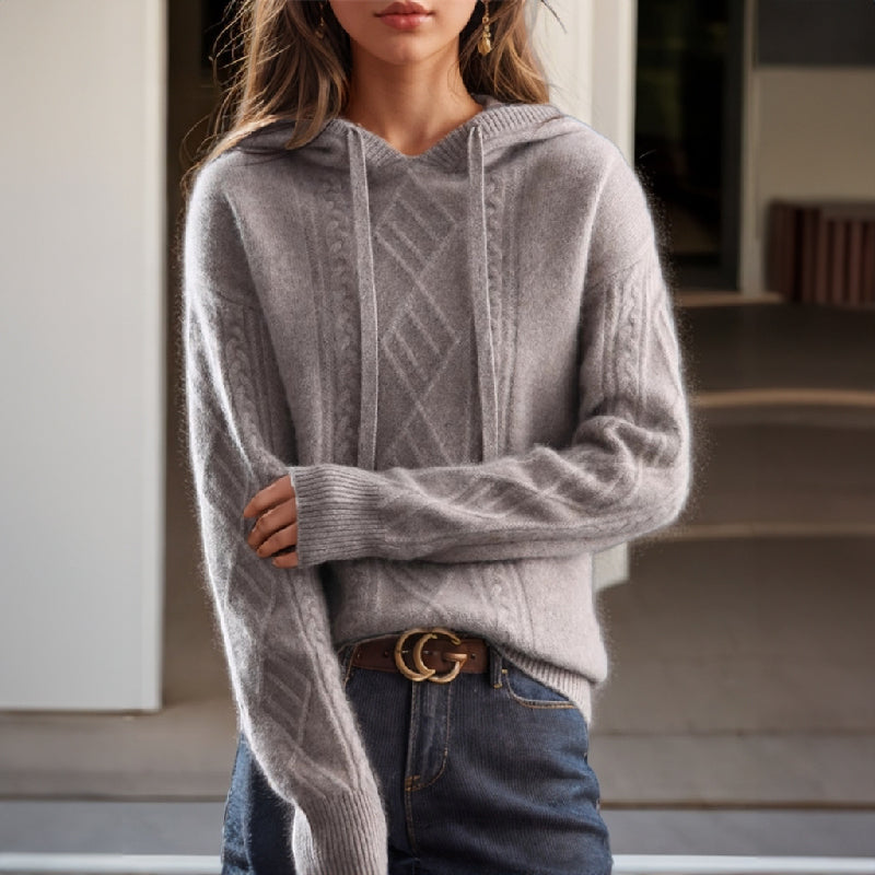 Women's Cable Knit Hooded Sweater