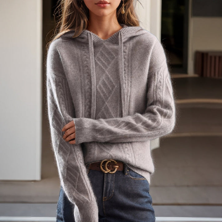 Women's Cable Knit Hooded Sweater