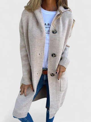 Women's Ribbed Longline Collared Duster Cardigan
