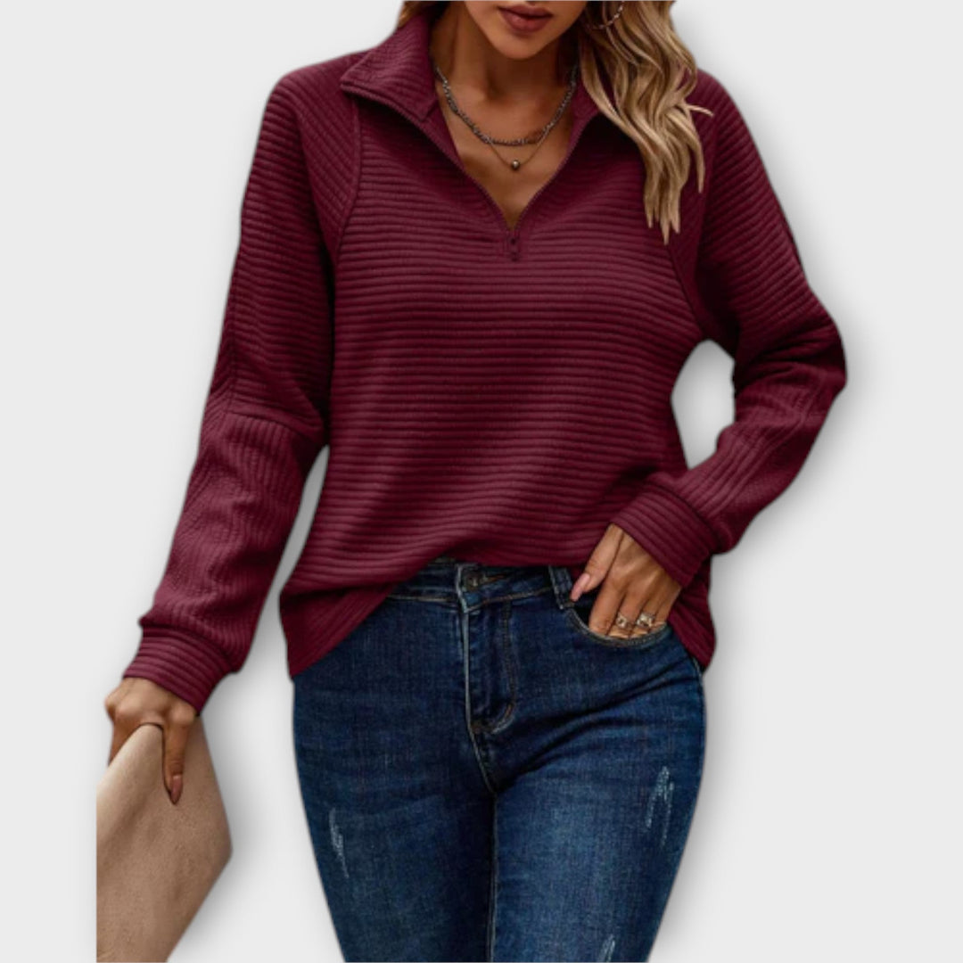 Women's Ribbed Quarter-Zip Sweater