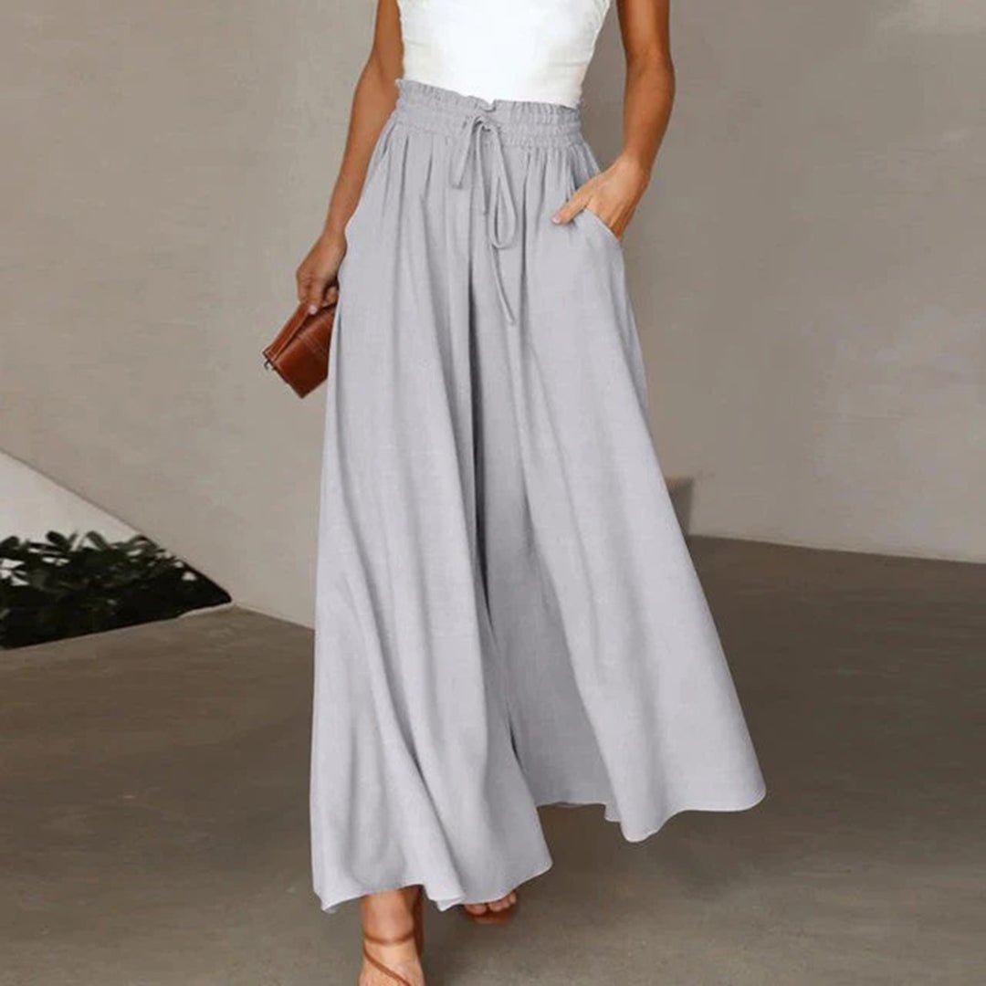 Women's Linen Wide-Leg Drawstring Pants