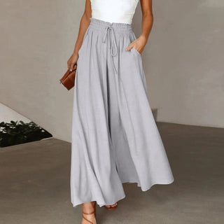 Women's Linen Wide-Leg Drawstring Pants